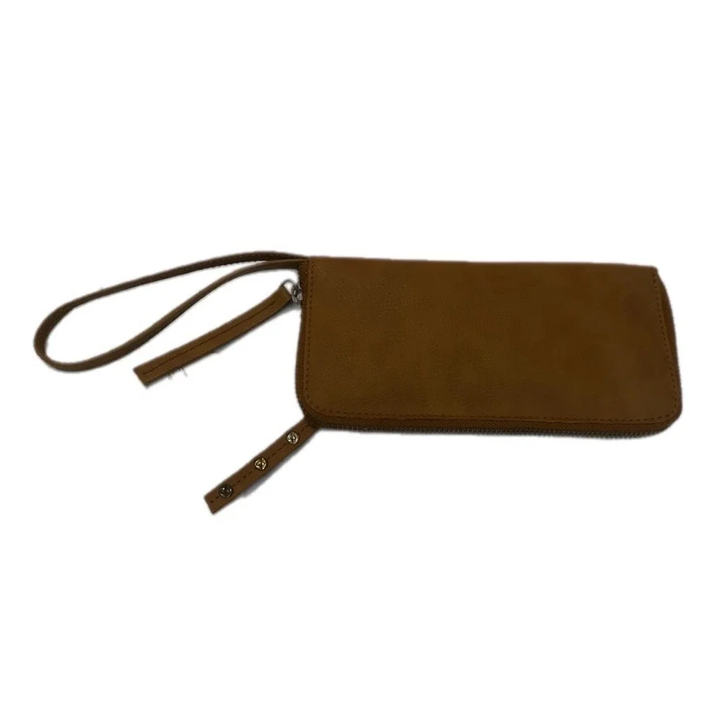 Free People Distressed Vegan‎ leather Wallet/ Wristlet brown- NWT